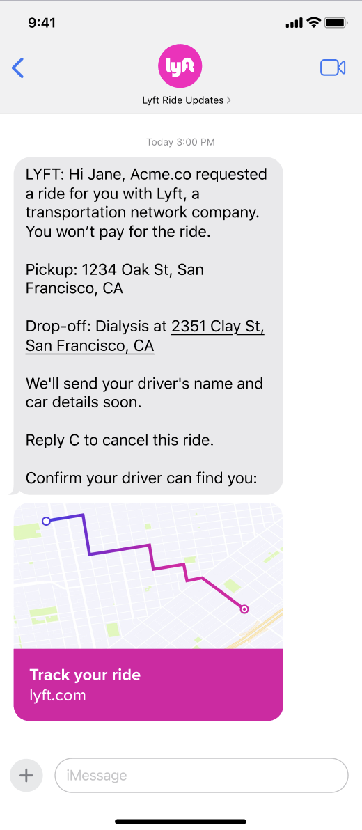 Concierge rider experience via text message – Lyft Business